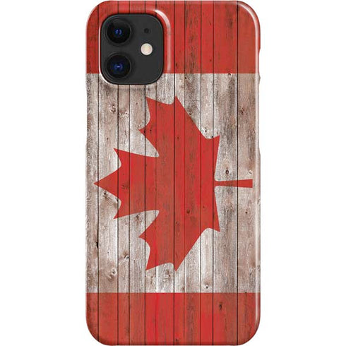 Canadian Flag Dark Wood iPhone 12 Mini Lite Case